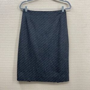 MM. Lafleur Striped Gray Wool/Cotton Pencil Career Business Skirt Women Size 8